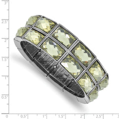1928 Jewelry Black IP-Plated Stretch Bracelet with Grey Epoxy Stones