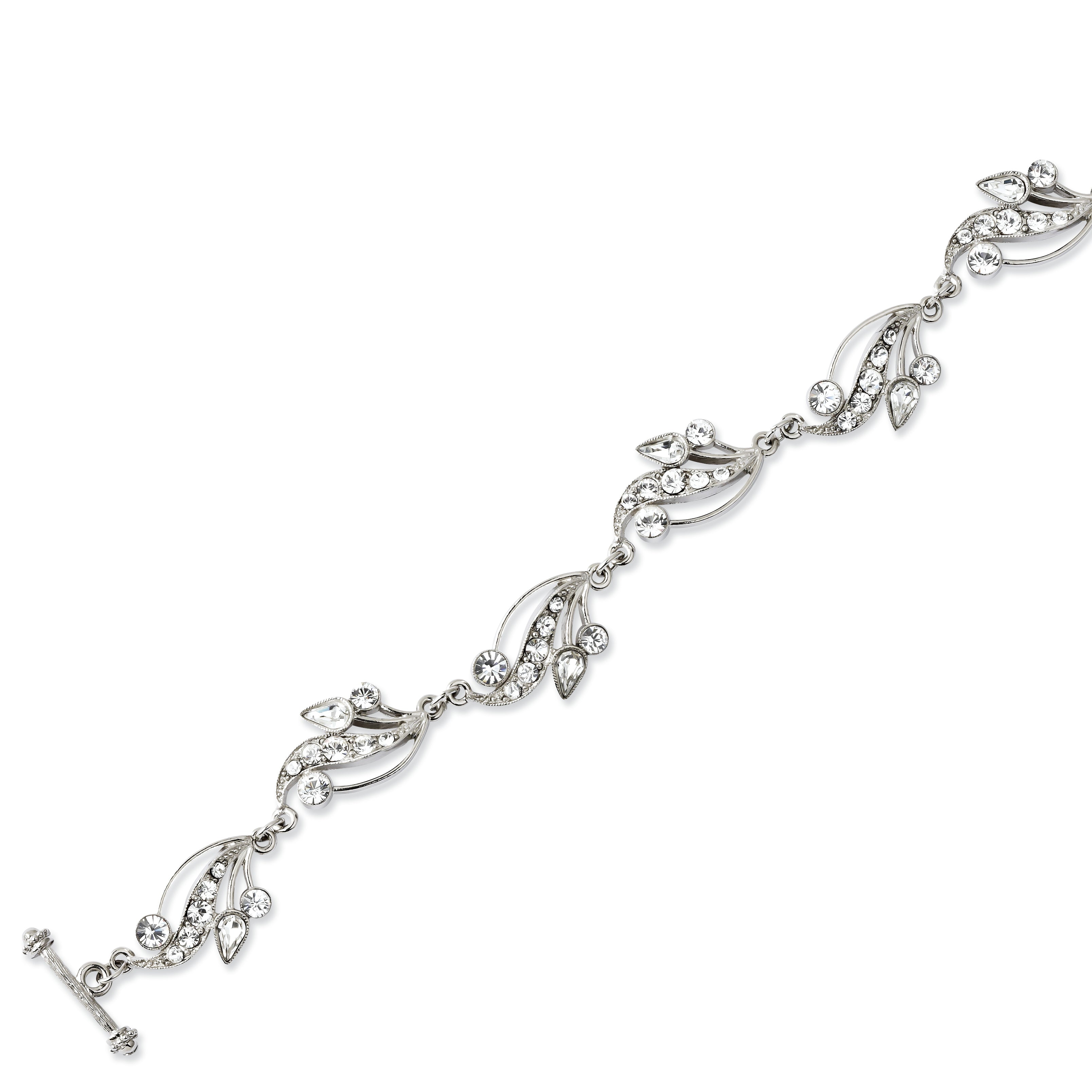 Silver-tone Swarovski Crystal 7.5in Toggle Bracelet