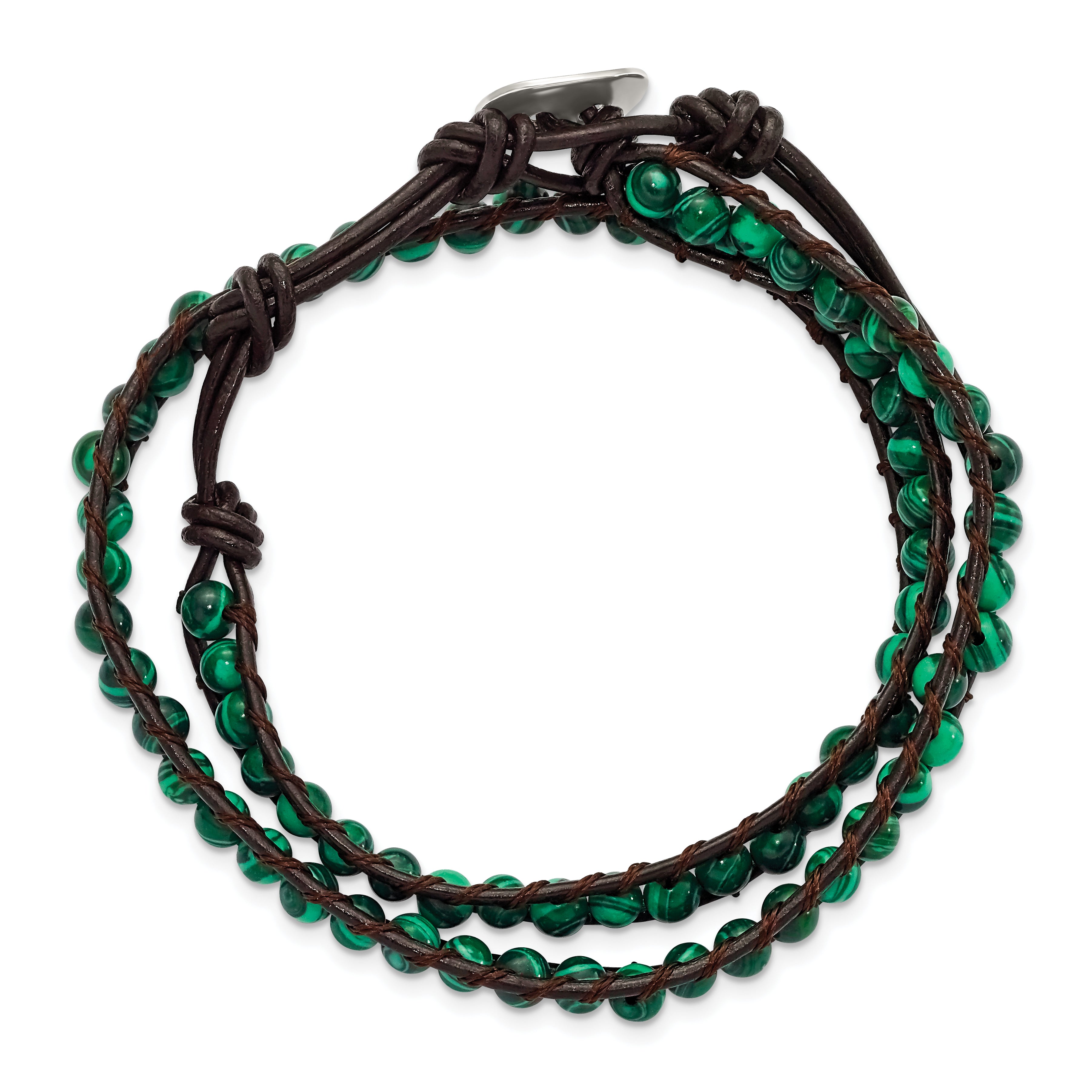 Sophia Jewelers Green Malachite Leather Wrap Bracelet for Women