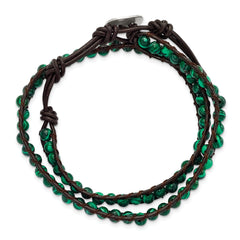 Sophia Jewelers Green Malachite Leather Wrap Bracelet for Women