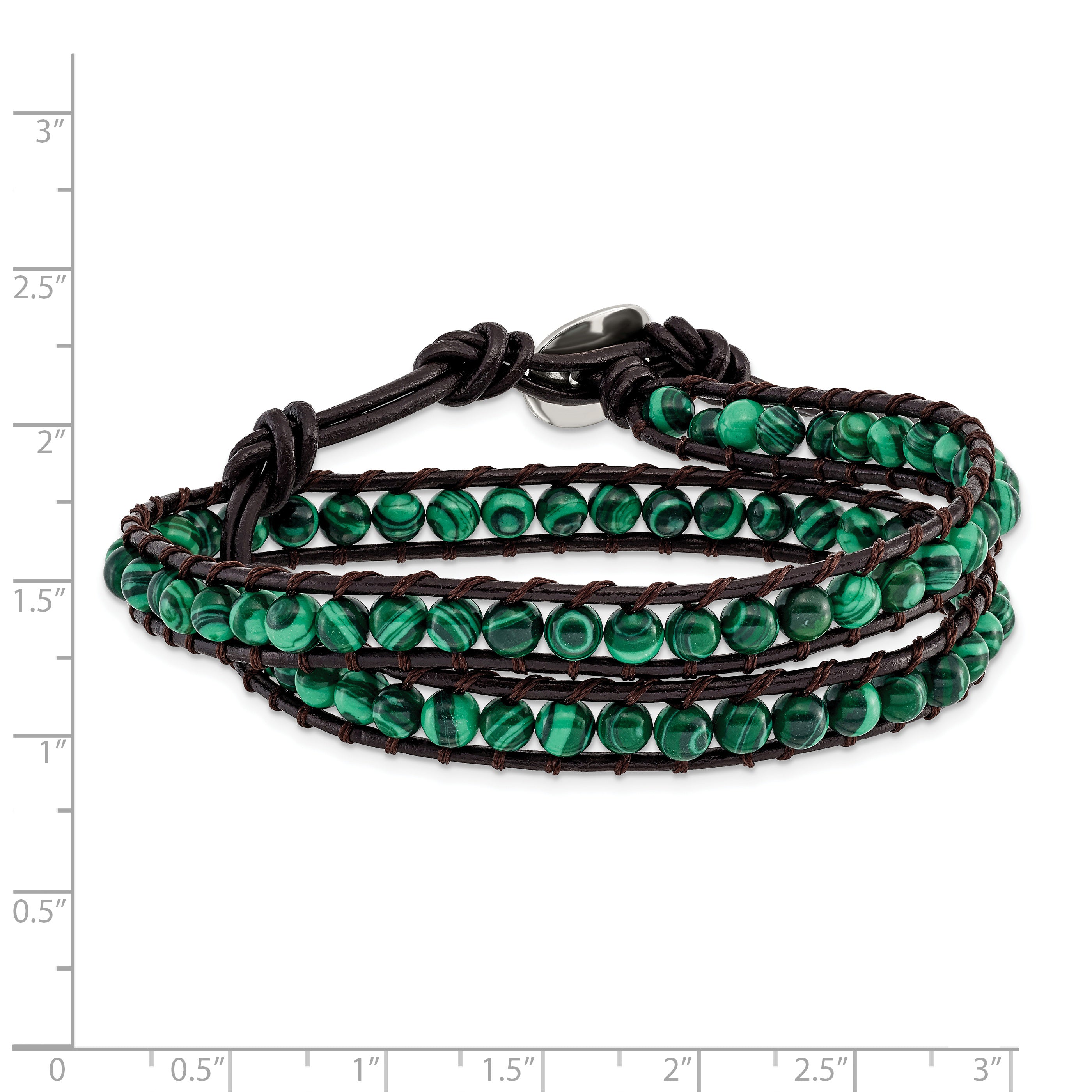 Sophia Jewelers Green Malachite Leather Wrap Bracelet for Women