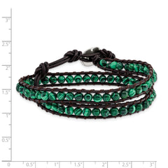 Sophia Jewelers Green Malachite Leather Wrap Bracelet for Women