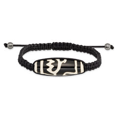 11x38mm Tibet Eye Agate w/Hematite Beads Black Cord Bracelet