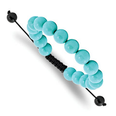 10mm Treated Turquoise and Black Cord Bracelet