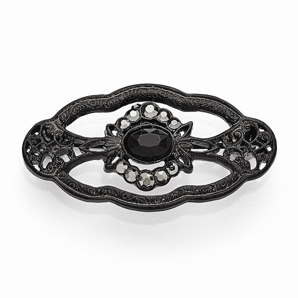 Black-plated Downton Abbey Black Acrylic & Black Crystal Pin