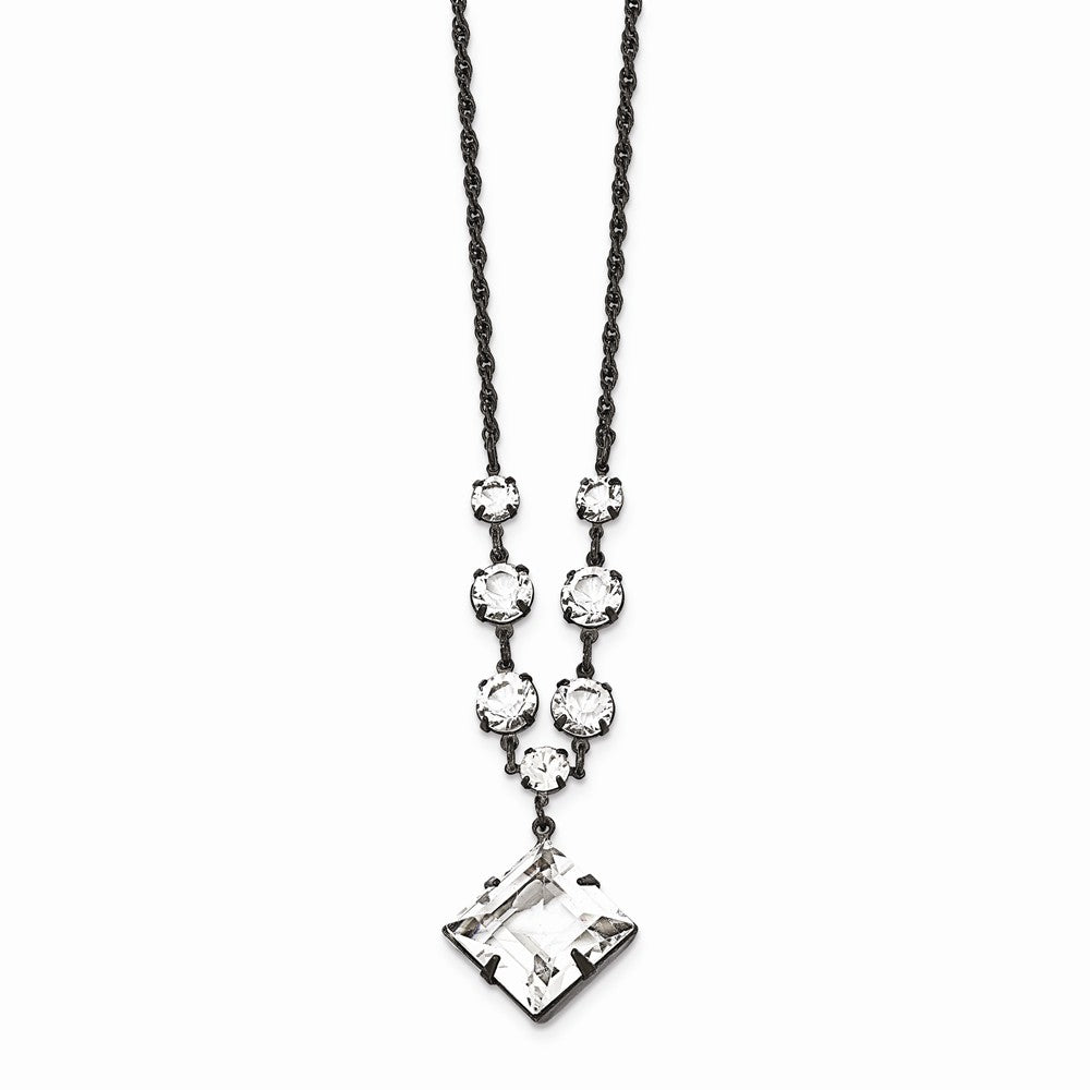 Black-plated White Swarovski Elements Fancy With 3in ext. Necklace