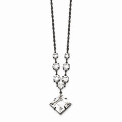 Black-plated White Swarovski Elements Fancy With 3in ext. Necklace