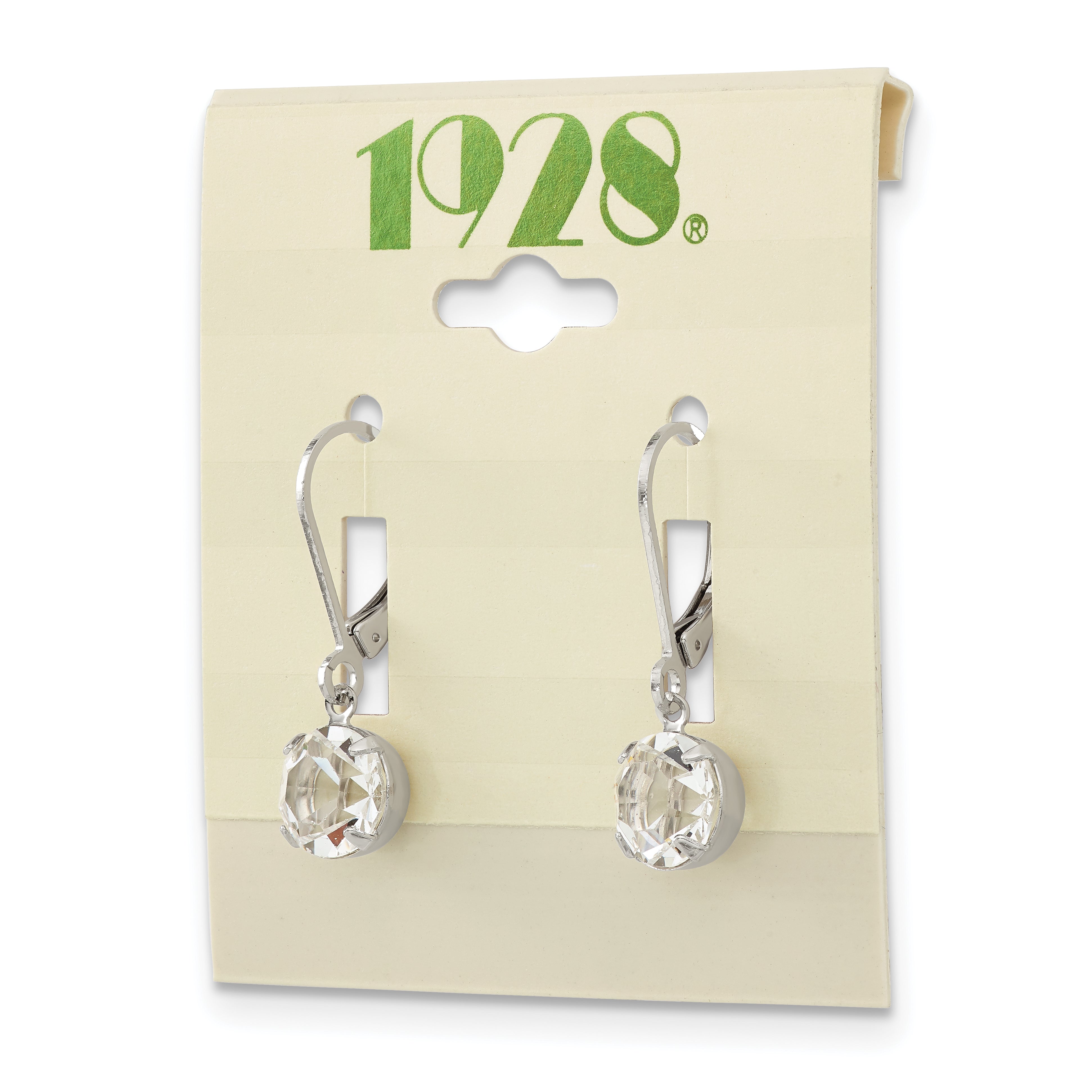 1928 Jewelry Silver-Tone Swarovski Crystal Dangle Earrings with Leverback
