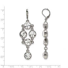 Silver-tone White Crystal Dangle Leverback Earrings