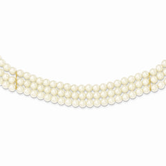 Gold-tone Simulated Pearl 3-strand With 5in. Ext. Necklace Collar