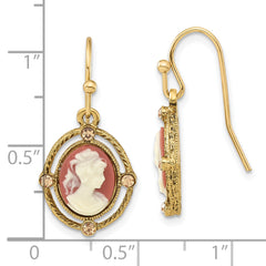 Gold-Tone Vintage Cameo Dangle Earrings by 1928  Elegant Ivory Accent