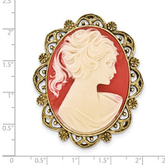Gold-tone Acrylic Cameo Brooch