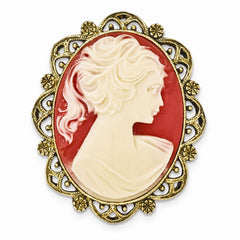 Gold-tone Acrylic Women's Themed Cameo Brooch by Sophia Jewelers