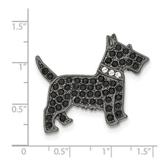 Black-plated Black and White Swarovski Crystal Dog Pin