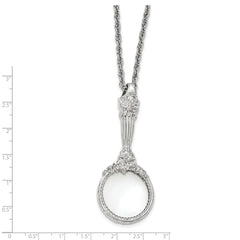 Silver-tone Textured Magnifying Glass Necklace