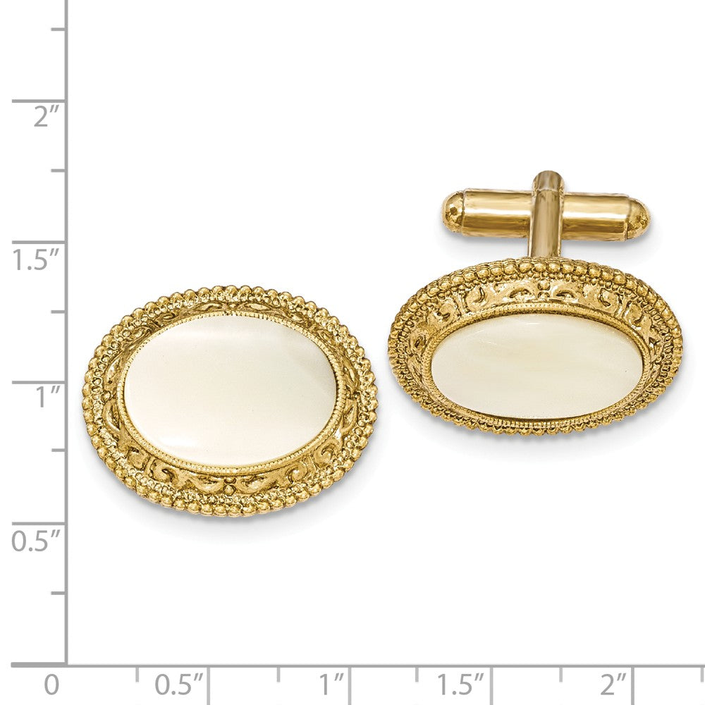 Gold-tone Mother of Pearl Cuff Links