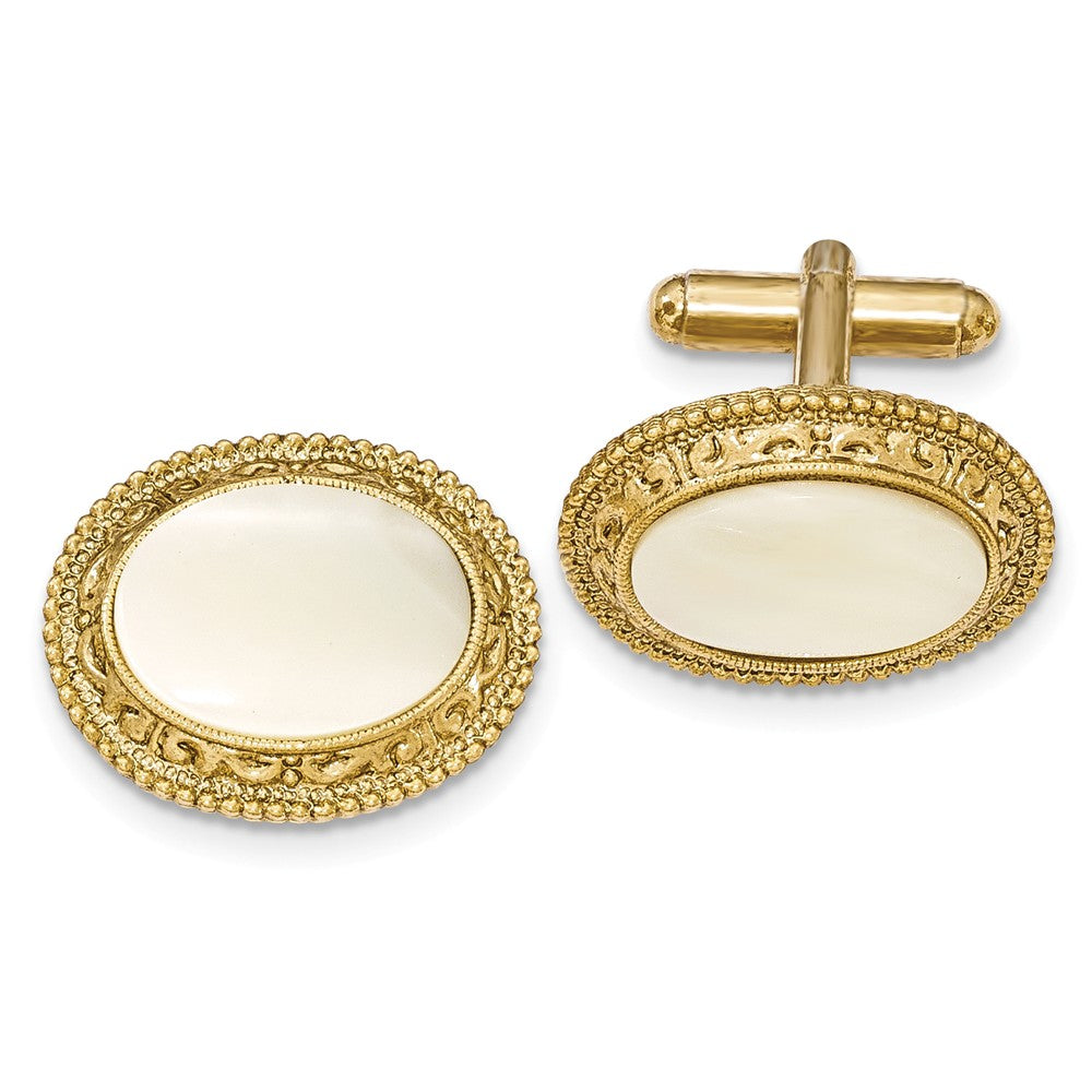 Gold-tone Mother of Pearl Cuff Links