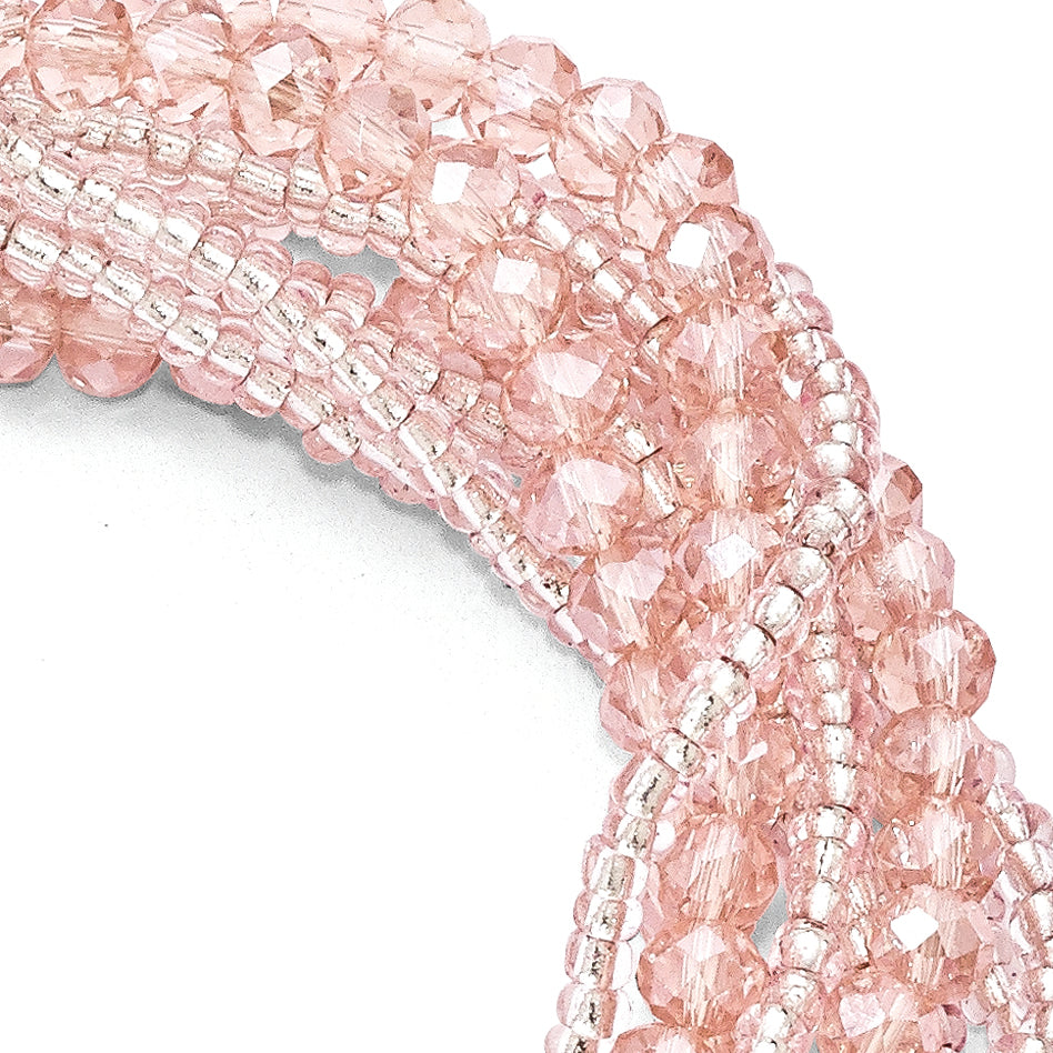 Pink & Clear Austrian & Czech Crystal WithGlass Beads Bracelet