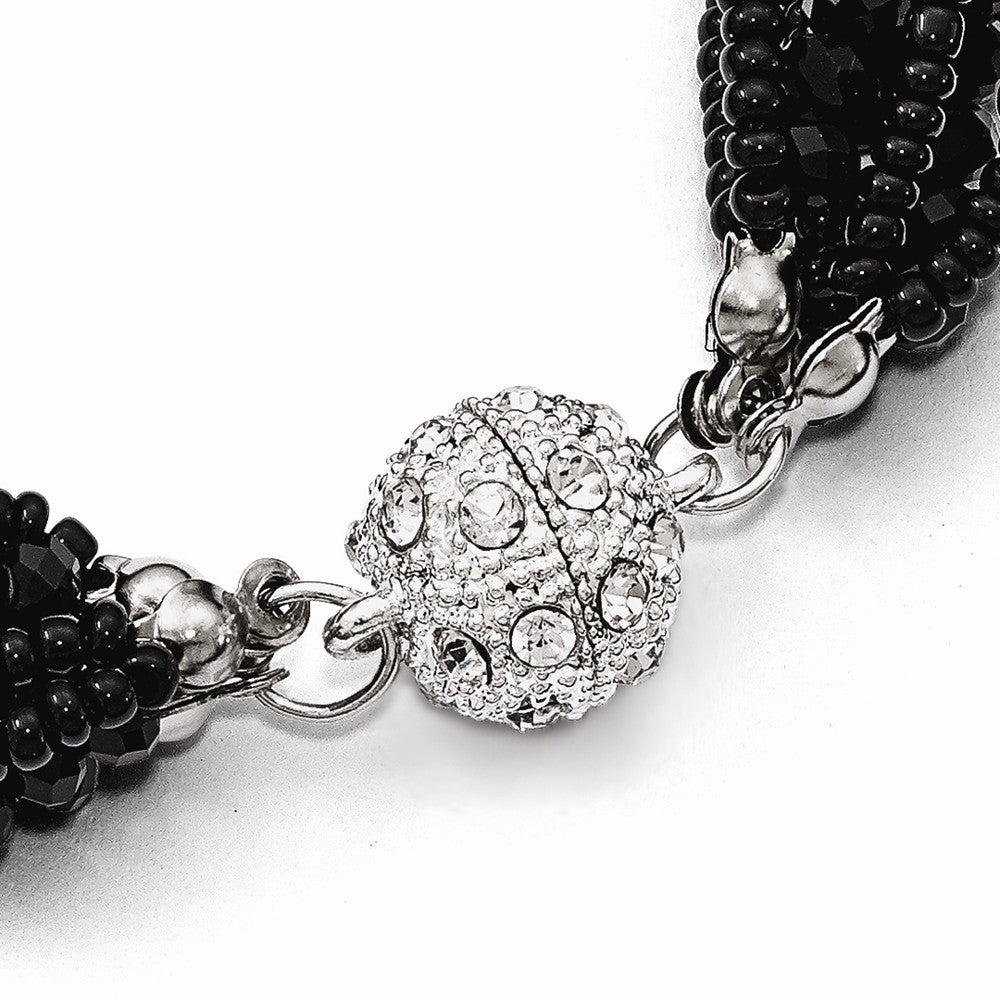 Black & Clear Austrian & Czech Crystal w/Glass Beads Necklace