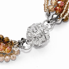 Champagne & Clear Austrian & Czech Crystal w/Glass Beads Necklace