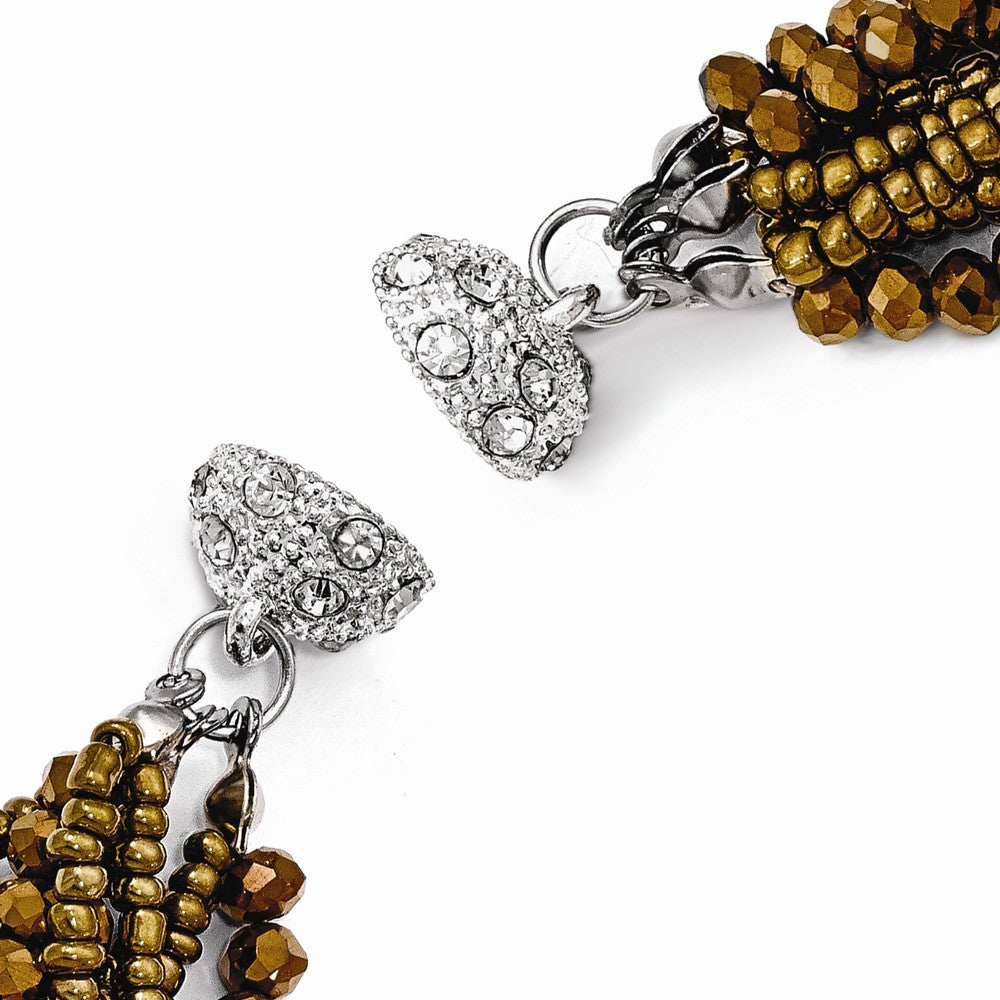 Bronze & Clear Austrian & Czech Crystal w/Glass Beads Necklace