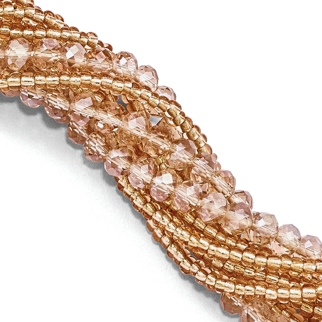 Peach, Champagne & Clear Austrian & Czech Crystal WithGlass Beads Bracelet