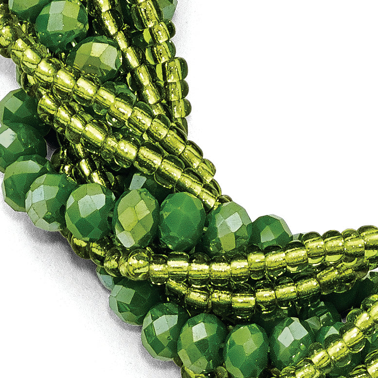 Green & Clear Austrian & Czech Crystal WithGlass Beads Bracelet