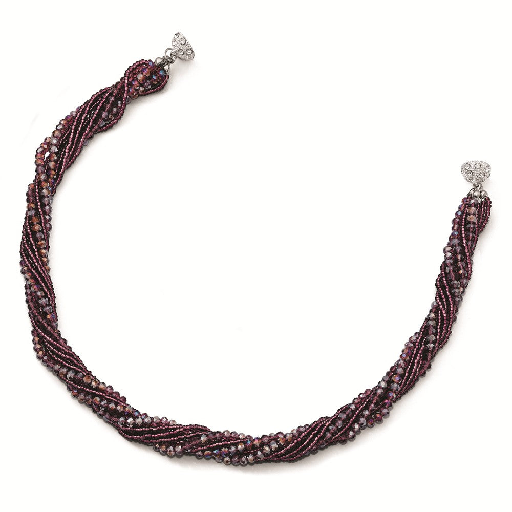 Purple & Clear Austrian & Czech Crystal w/Glass Beads Necklace