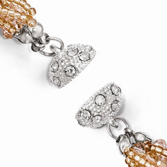 Peach, Champagne & Clear Austrian & Czech Crystal w/Glass Beads Necklace