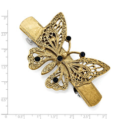 Gold-tone Blue Crystal Butterfly Hair Barrette