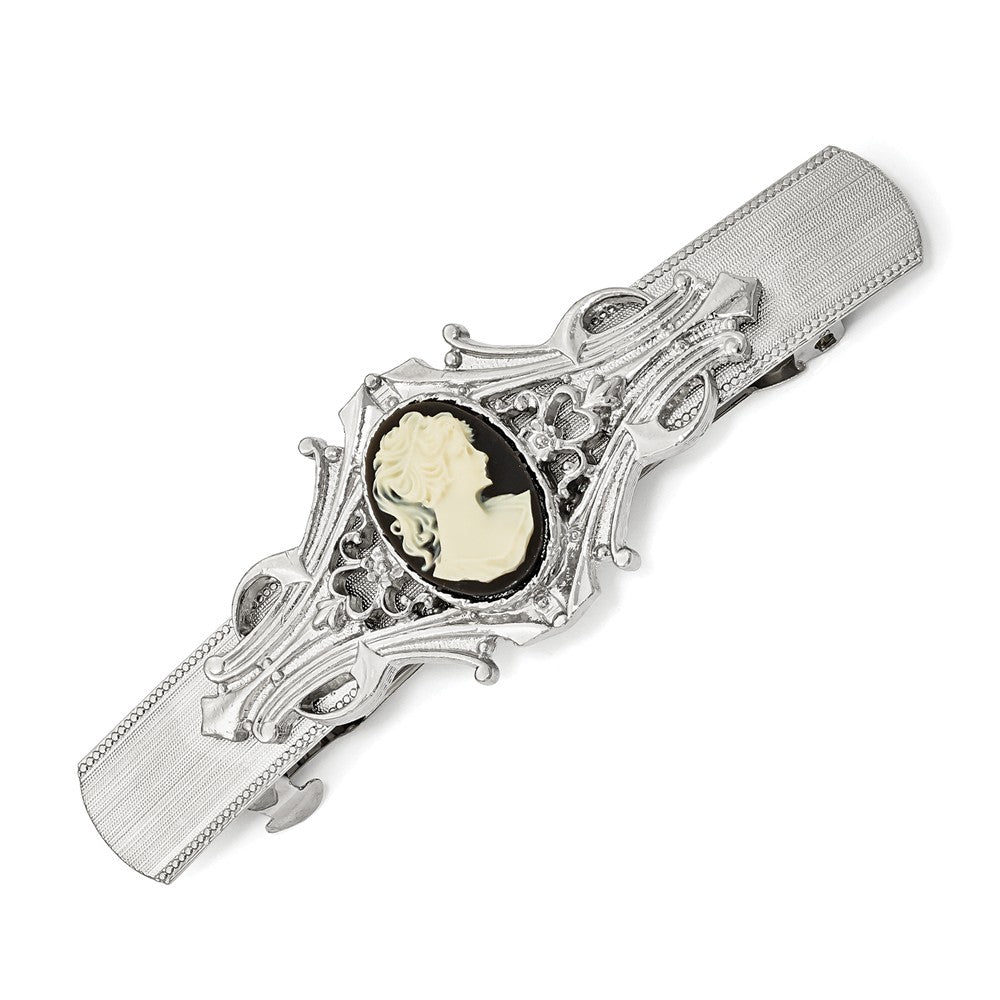 Sophia Jewelers Women's Silver-tone Acrylic Cameo Hair Barrette, Vintage Inspired