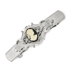 Silver-tone Acrylic Cameo Hair Barrette