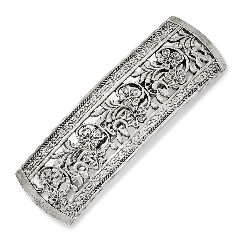 Sophia Jewelers Elegant Silver-Tone Flower Hair Barrette for Women