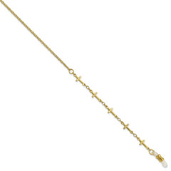 Gold-Tone Eyeglass Holder Necklace with Vintage Cross Accent