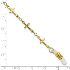 Gold-Tone Eyeglass Holder Necklace with Vintage Cross Accent