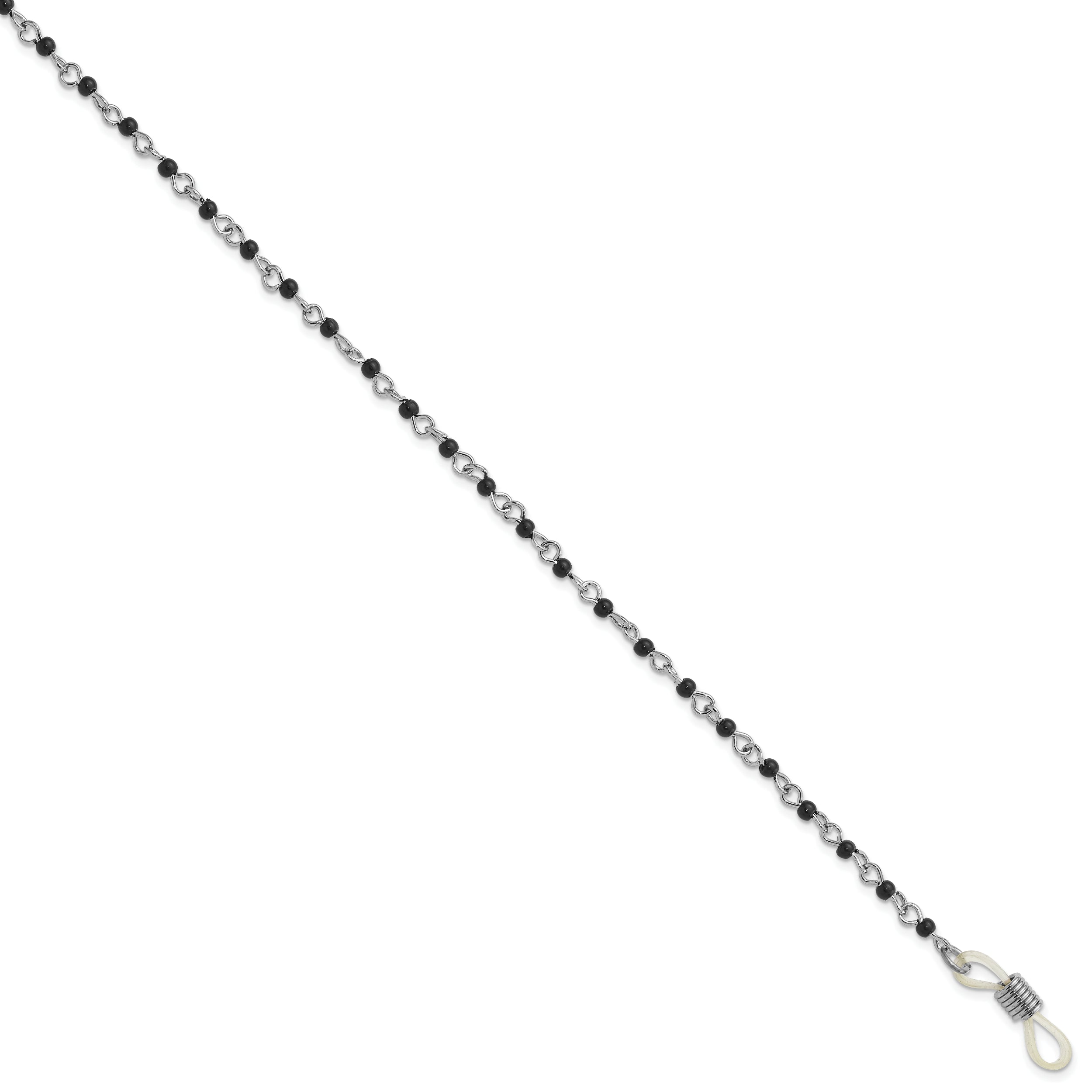 Sophia Jewelers Silver-Tone Black Acrylic Beaded Eyeglass Chain 32 Vintage-Inspired