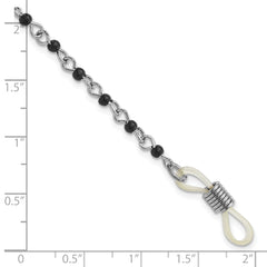 Sophia Jewelers Silver-Tone Black Acrylic Beaded Eyeglass Chain 32 Vintage-Inspired