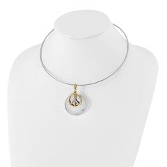 Sophia Jewelers Polished Two-Tone Crystal Choker with Peace Charm