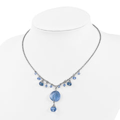 Sophia Jewelers Vintage-Inspired Silver Tone Necklace with Blue Glass Beads