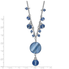 1928 Jewelry Silver-tone Light Blue Faceted Glass Dangle Beads 16 inch Necklace with 3 inch extension