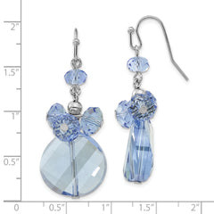 1928 Jewelry Silver-tone Light Blue Faceted Glass Bead Cluster Dangle Earrings
