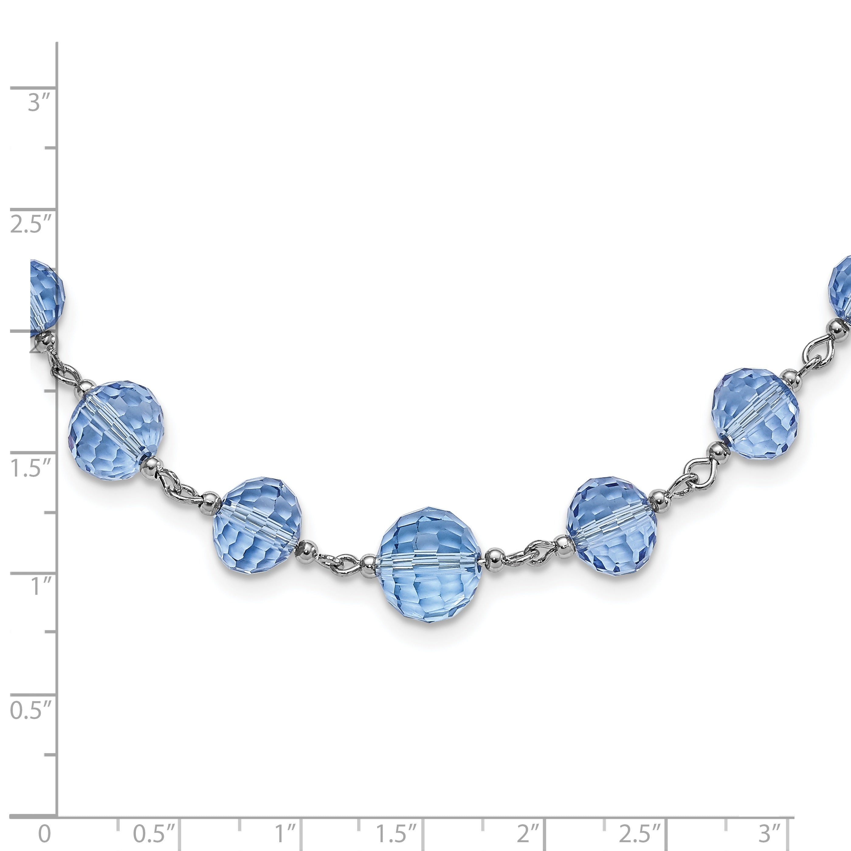 1928 Silver-Tone Blue Glass Beaded Necklace with Extender Elegant Women's Jewelry