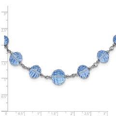 1928 Silver-tone Light Blue Glass Faceted Graduated Bead 16 inch Necklace with 3 inch extension