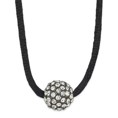 1928 Black-plated Clear Glass Stone Ball w/ 3in ext Necklace