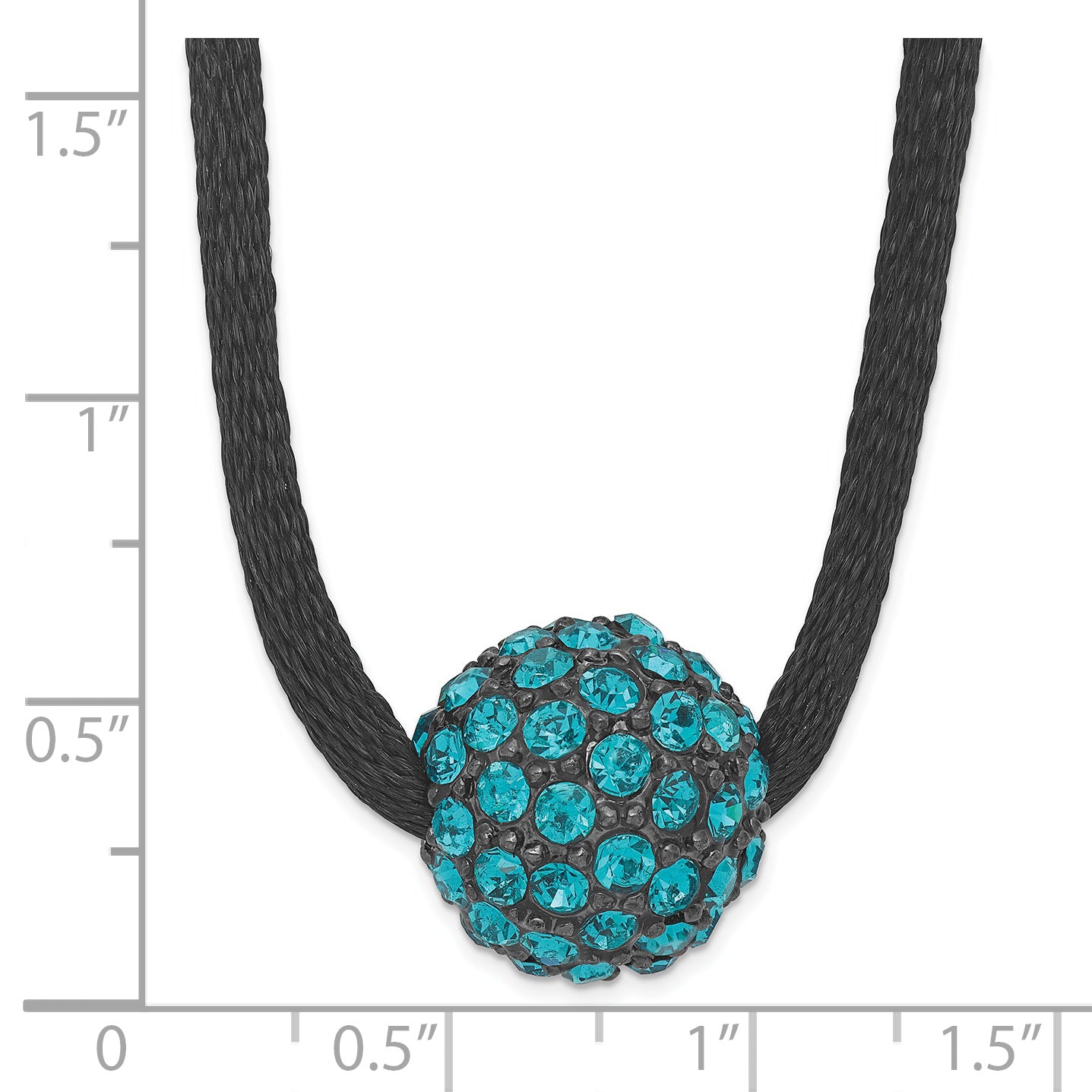 1928 Jewelry Black-plated Teal Glass Stones Fireball Adjustable 16 inch Satin Cord Necklace with 3 inch extension