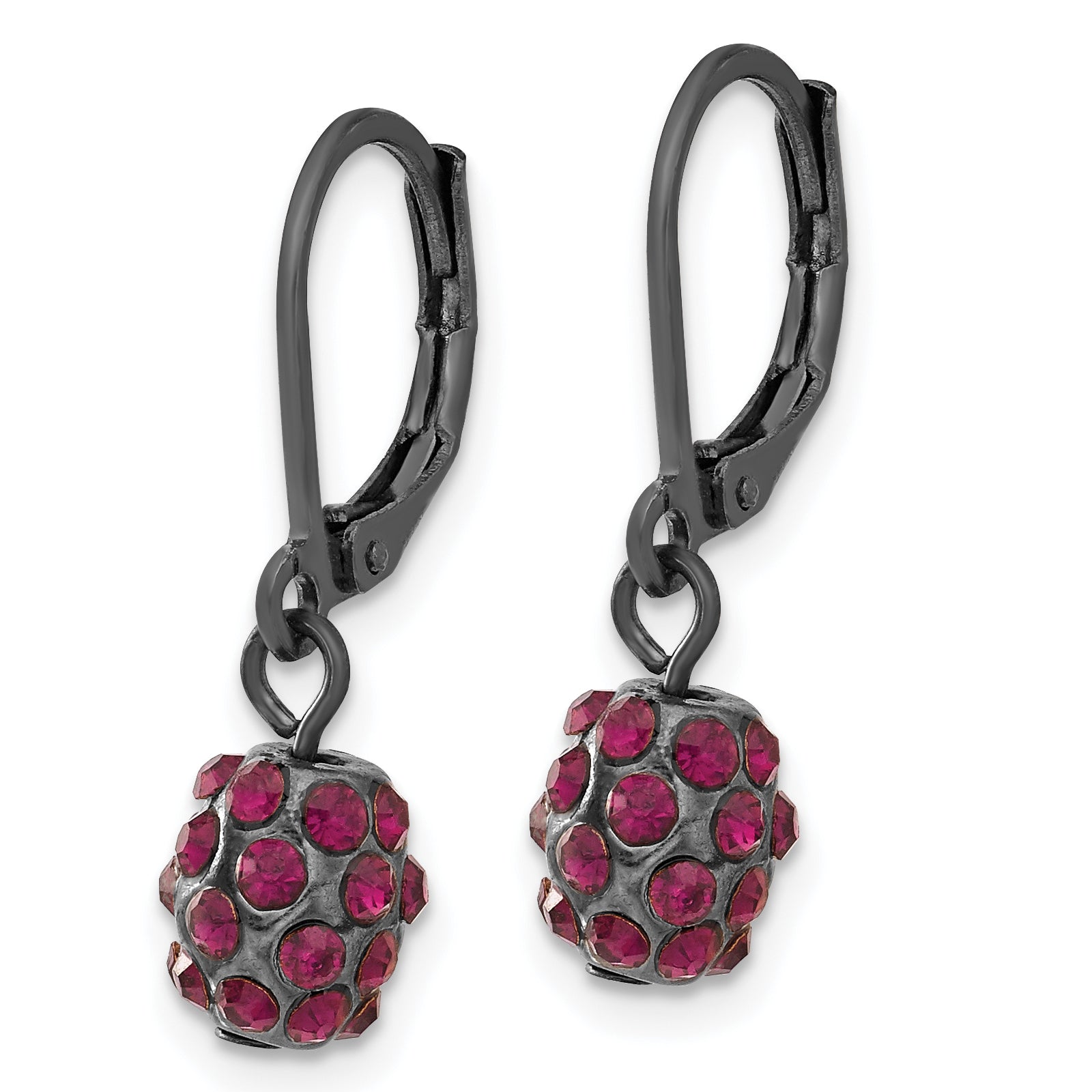 Vintage-Inspired Black-Plated Drop Earrings with Purple Glass Stones