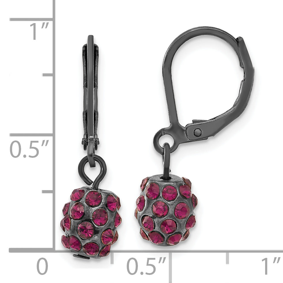 Vintage-Inspired Black-Plated Drop Earrings with Purple Glass Stones