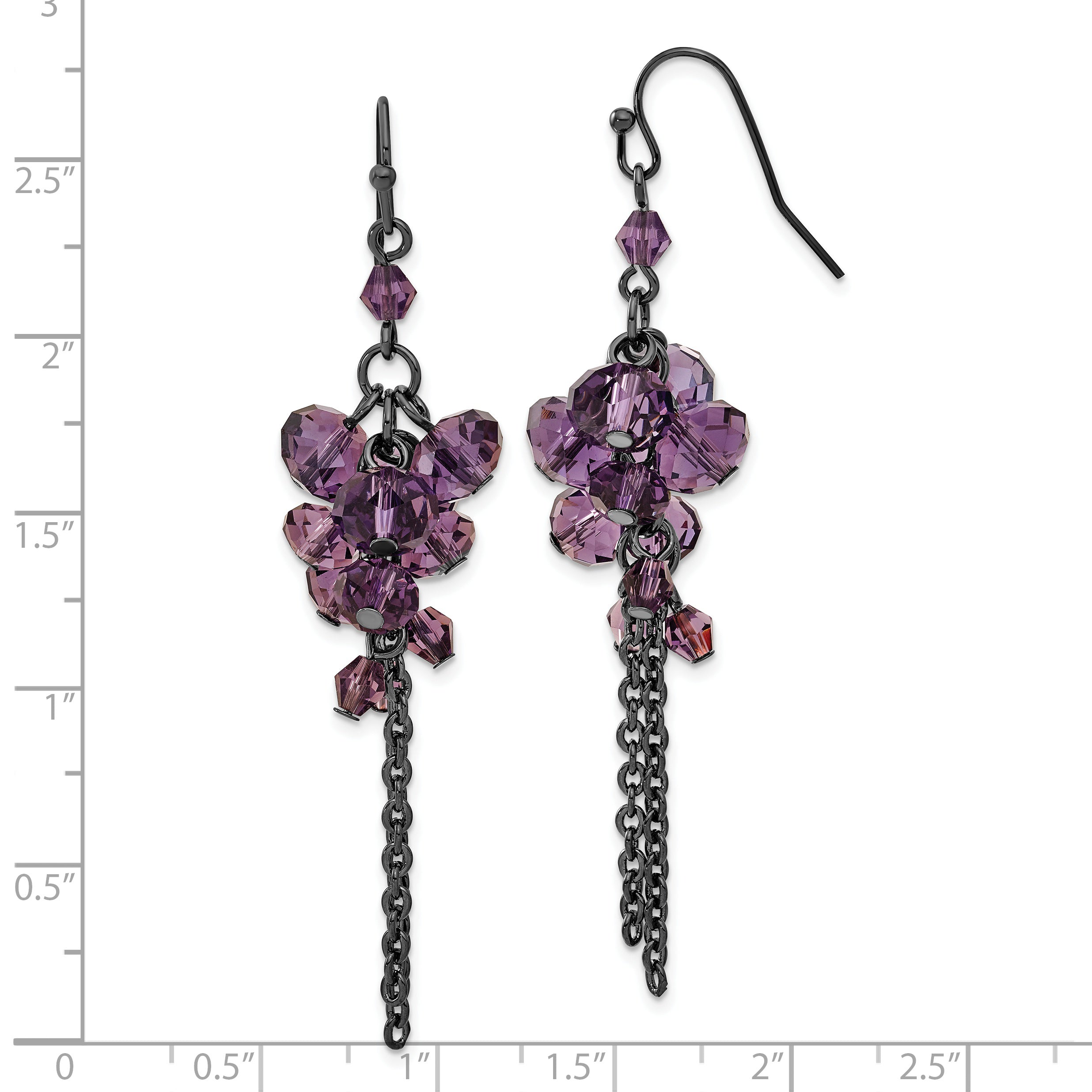 1928 Jewelry Black-Plated Smokey Purple Glass Drop Earrings  Vintage Inspired