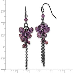 1928 Jewelry Black-Plated Smokey Purple Glass Drop Earrings  Vintage Inspired