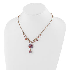 1928 Jewelry Rose-tone Purple Faceted Glass Dangle Beads 16 inch Necklace with 3 inch extension